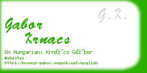 gabor krnacs business card